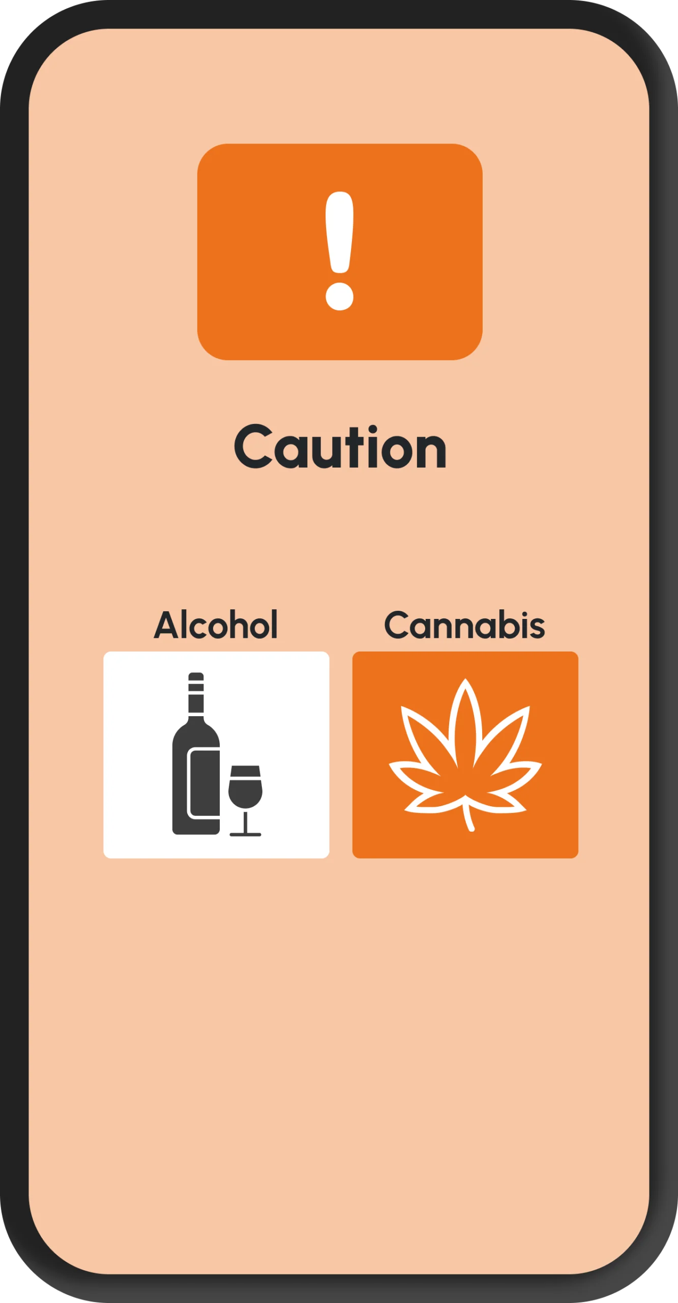 Mockup of phone stating that you are under the influence of cannabis.