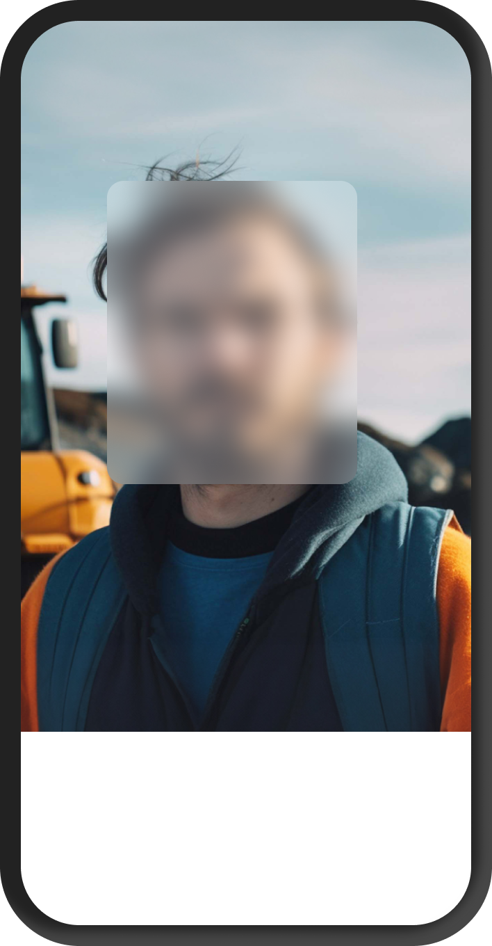 Smartphone mockup with a person whose face is covered